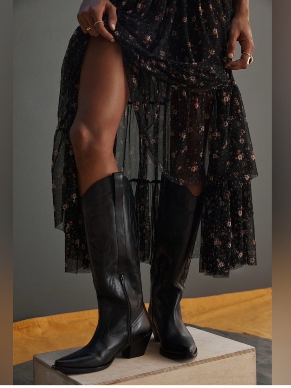 Coconuts by Matisse Agency Black Leather Western Boots size 7/7.5